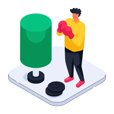 Mann beim Boxen  Illustration
