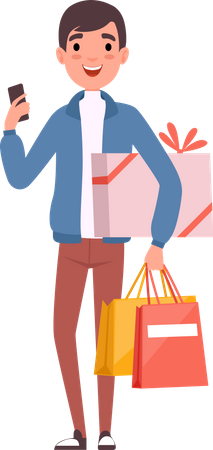 Mann beim Einkaufen  Illustration