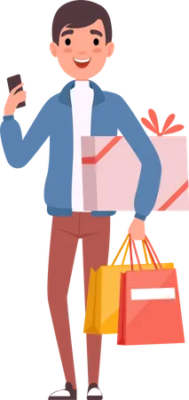 Mann beim Einkaufen  Illustration