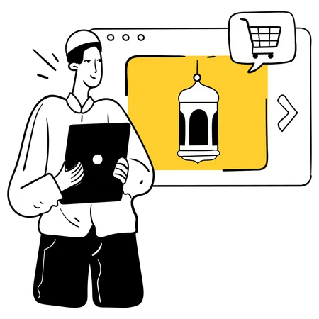 Mann beim Einkaufen im Ramadan  Illustration