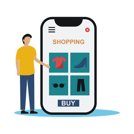 Mann beim Online-Shopping  Illustration