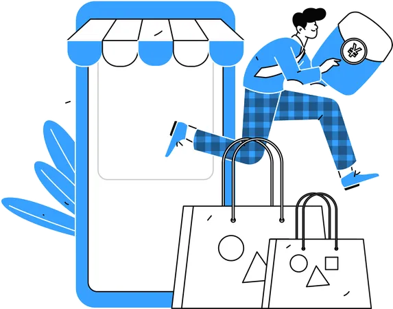 Mann bekam roten Umschlag als Geschenk von E-Commerce-App  Illustration