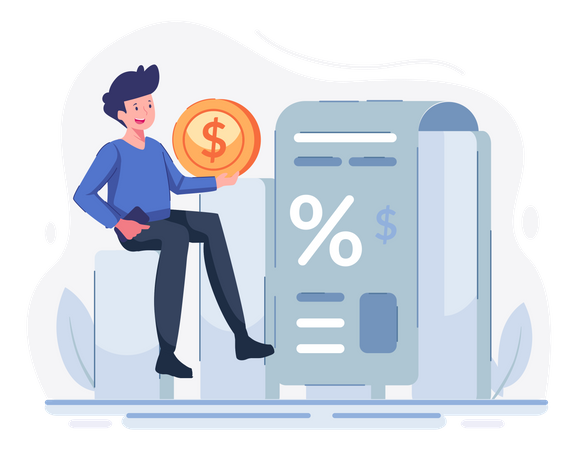 Mann bekam Kredit von der Bank  Illustration