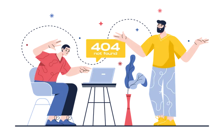 Mann erhält 404-Fehler  Illustration