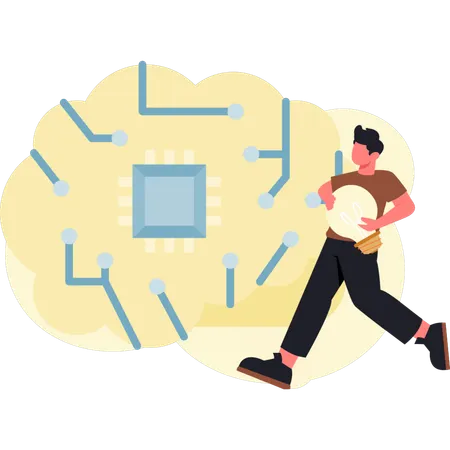 Mann bekommt neue Idee  Illustration
