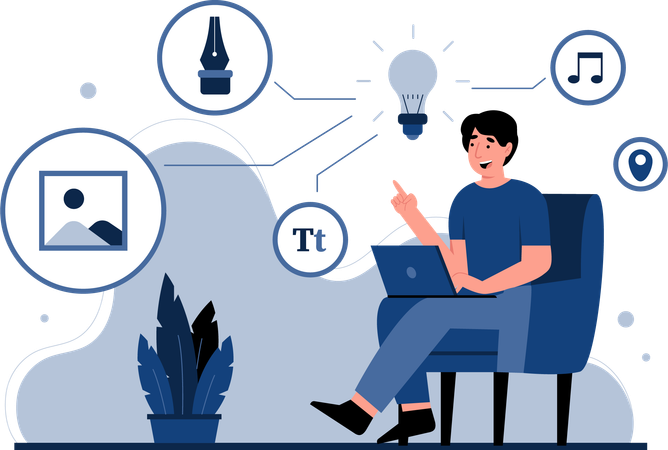 Mann bekommt Idee  Illustration
