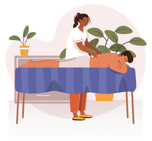 Mann bekommt Massage  Illustration