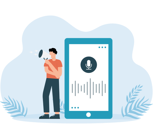 Mann mit Audiorecorder  Illustration