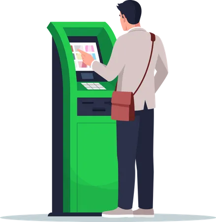 Mann benutzt Geldautomaten  Illustration