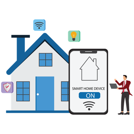 Mann nutzt Smart Home  Illustration