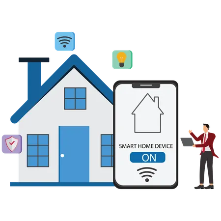 Mann nutzt Smart Home  Illustration