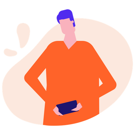 Mann mit Smartphone  Illustration