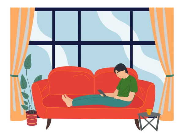 Mann telefoniert auf der Couch  Illustration