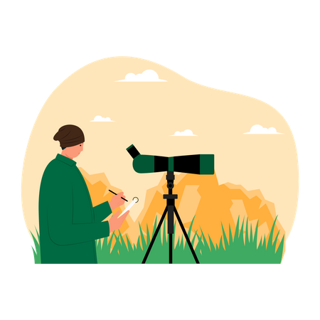 Mann beobachtet Vögel  Illustration