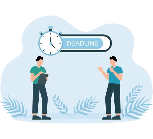 Mann beobachtet Zeit-Deadline  Illustration