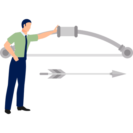 Mann berührt Pfeil und Bogen  Illustration