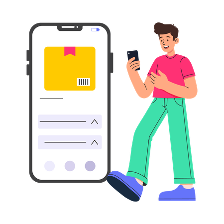 Mann Bestellungen online  Illustration