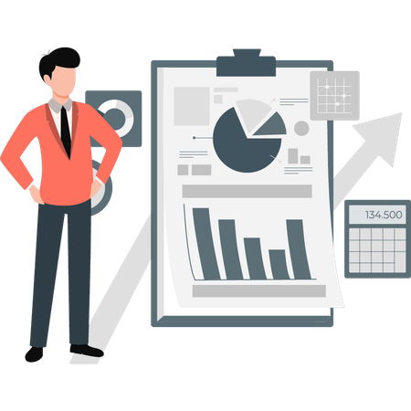 Mann betrachtet analytisches Diagramm  Illustration