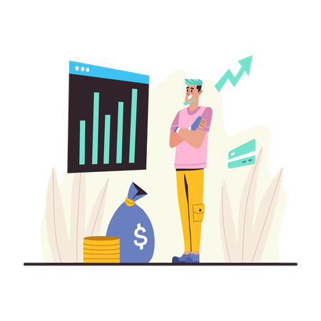 Mann betrachtet Finanzdiagramm  Illustration