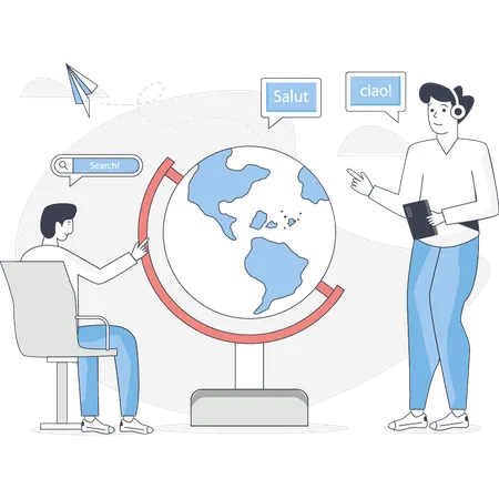 Mann betrachtet globale Sprache  Illustration