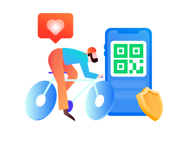 Mann bezahlt Krankenhausrechnungen per QR-Code-Scan  Illustration