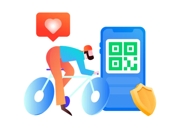 Mann bezahlt Krankenhausrechnungen per QR-Code-Scan  Illustration