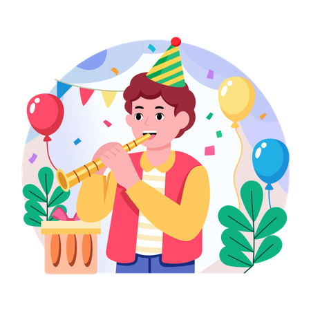 Mann bläst Pfeife  Illustration