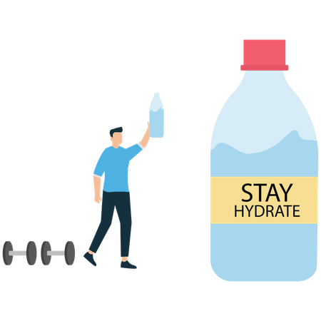 Mann bleibt für die Gesundheit hydratisiert  Illustration