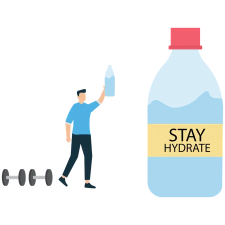 Mann bleibt für die Gesundheit hydratisiert  Illustration