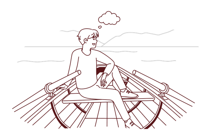 Mann beim Bootfahren  Illustration