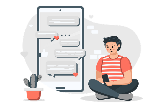 Mann chattet über Dating-App  Illustration