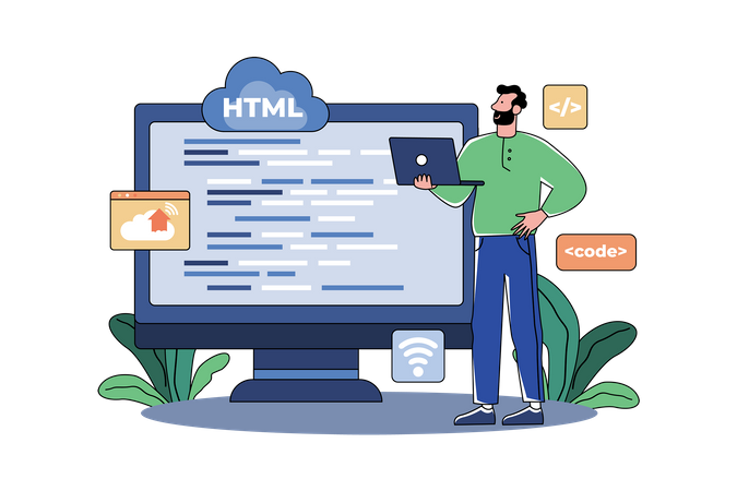 Mann Coder Entwicklung Programmierung Computer  Illustration