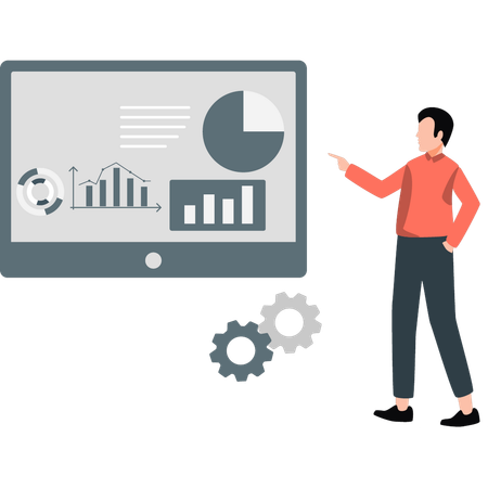 Mann, der Business-Management-Diagramm darstellt  Illustration