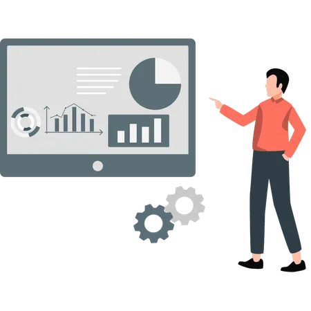 Mann, der Business-Management-Diagramm darstellt  Illustration