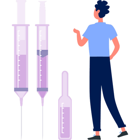 Mann demonstriert Mesotherapie-Injektion  Illustration
