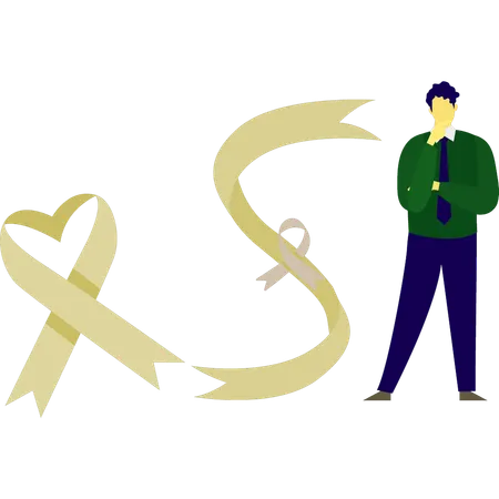 Mann denkt über Aids-Tag nach  Illustration