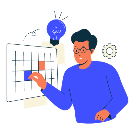 Mann denkt über Terminplanung nach  Illustration