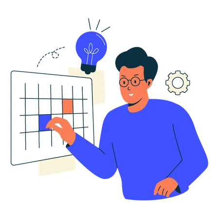 Mann denkt über Terminplanung nach  Illustration