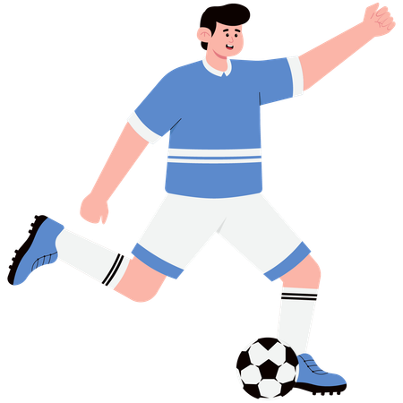 Der Mann, der den Ball kicken wird  Illustration