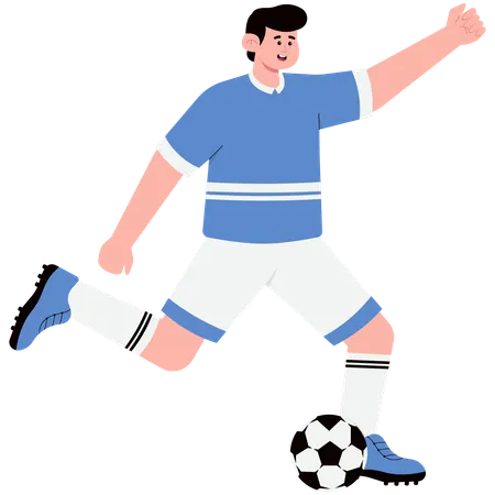 Der Mann, der den Ball kicken wird  Illustration