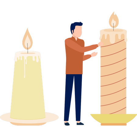 Mann diskutiert über Geburtstagstorte Kerze  Illustration