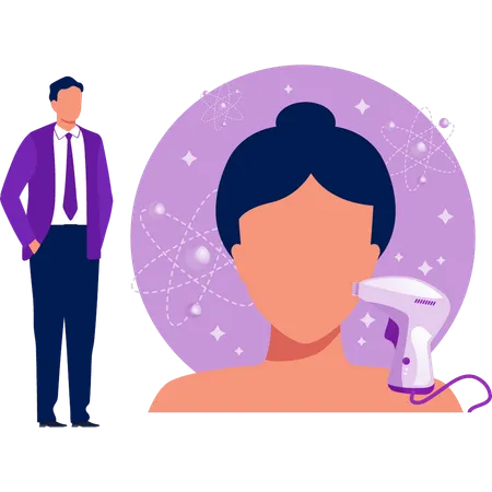 Mann diskutiert über Gesichtsbehandlung  Illustration