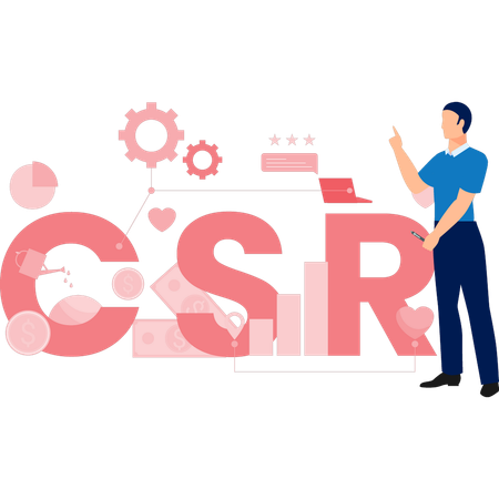 Mann diskutiert über Produkt-CRS  Illustration