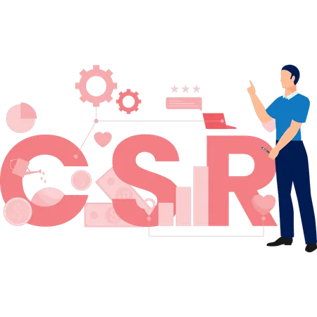 Mann diskutiert über Produkt-CRS  Illustration