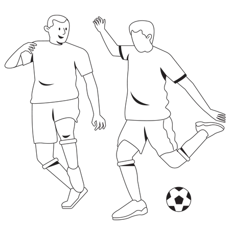 Mann drückt Fußball  Illustration