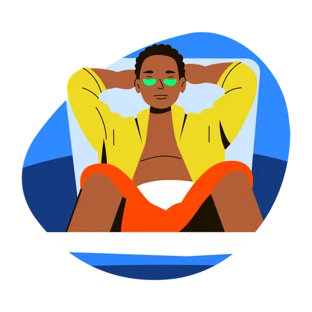 Mann entspannt am Strand  Illustration