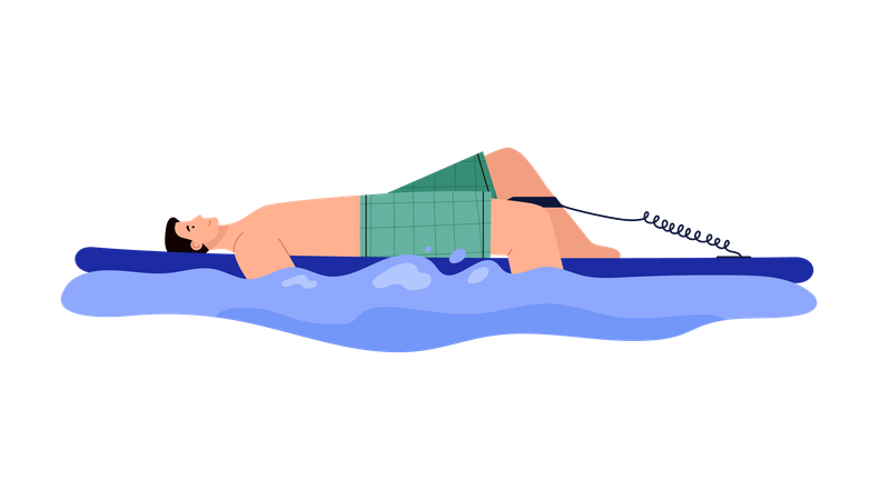 Mann entspannt sich auf Paddleboard  Illustration