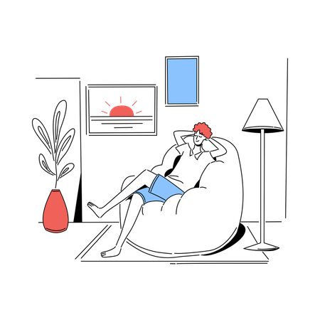 Mann entspannt auf Sitzsack  Illustration