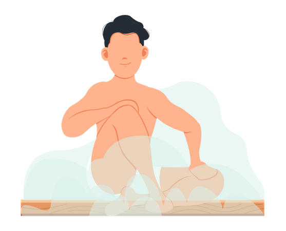 Mann entspannt in der Sauna  Illustration