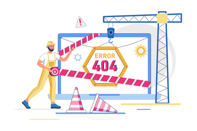 Mann erhält 404-Fehler  Illustration